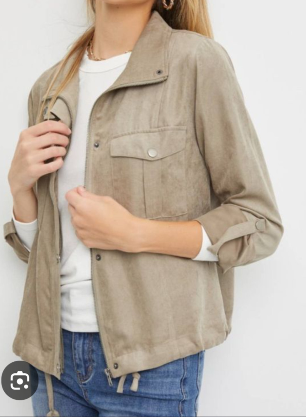Korye Peach Skin Khaki Utility Jacket